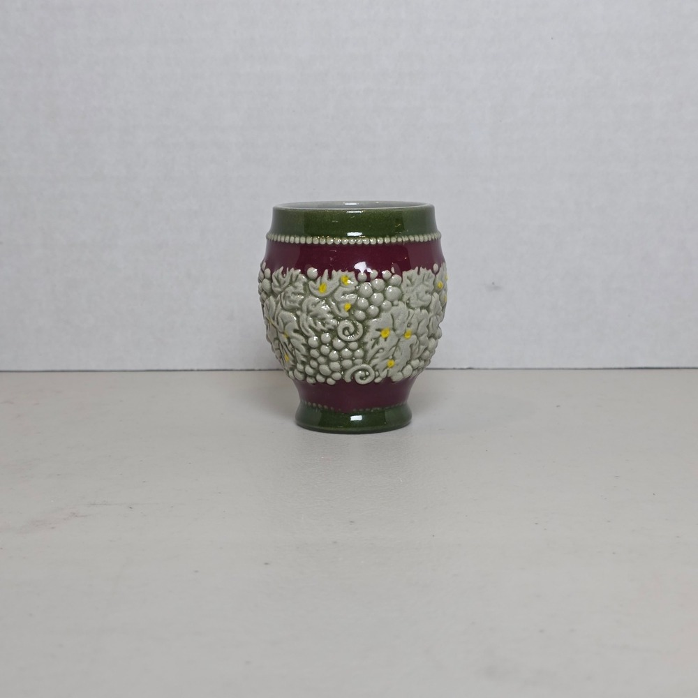 VTG Marzi Remy German Stoneware Replacement Wine Cup Grape Relief Burgundy Green